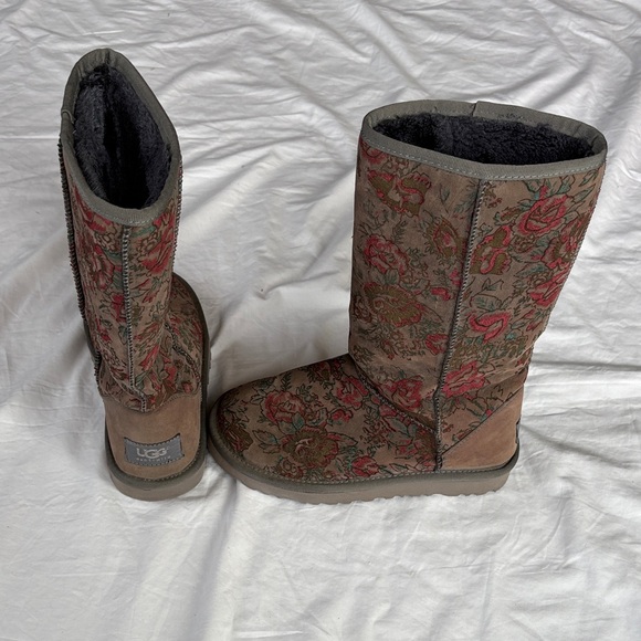 UGG Shoes - UGG Australia Women's classic Tall Floral Brown Boots Size 6